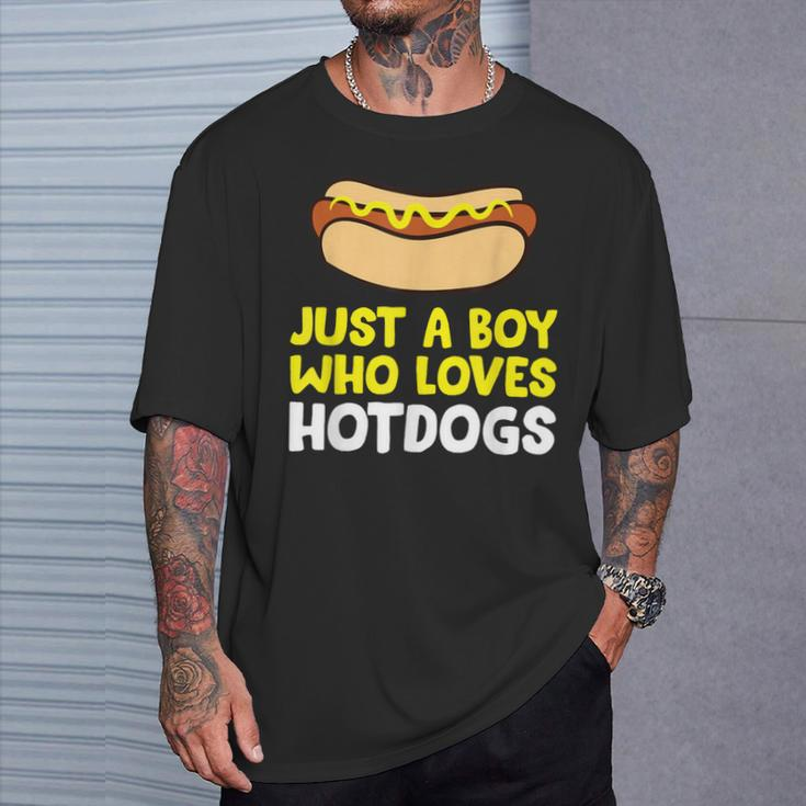 Just A Boy Who Loves Hot Dogs Hot Dog T-Shirt Gifts for Him
