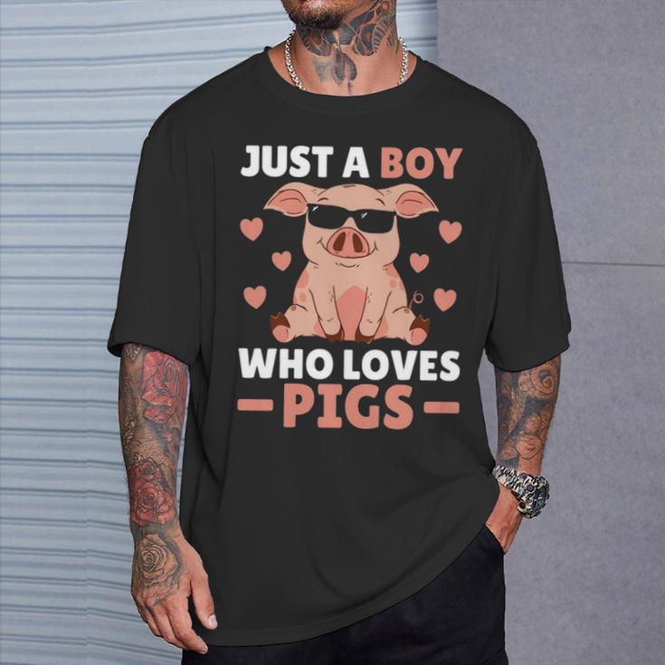 Just A Boy Who Loves Pigs Men Pig Lovers Pig Stuff T-Shirt Gifts for Him