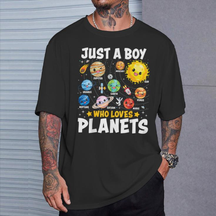 Just A Boy Who Loves Planets Astrology Space Solar Systems T-Shirt Gifts for Him