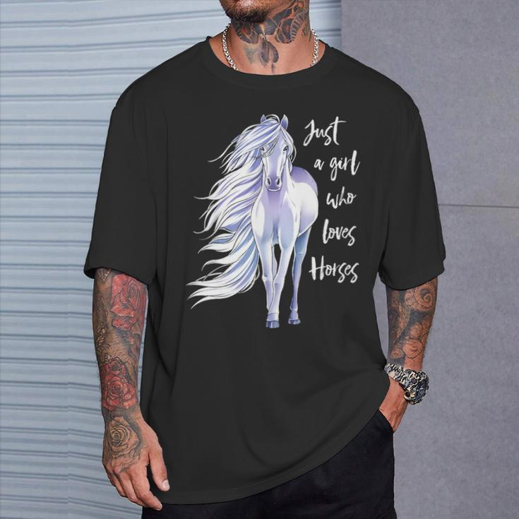 Just A Girl Who Loves Horses Horse Riding Women T-Shirt Gifts for Him