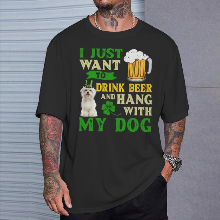 I Just Want To Drink Beer And Hang With My Maltese T-Shirt Gifts for Him