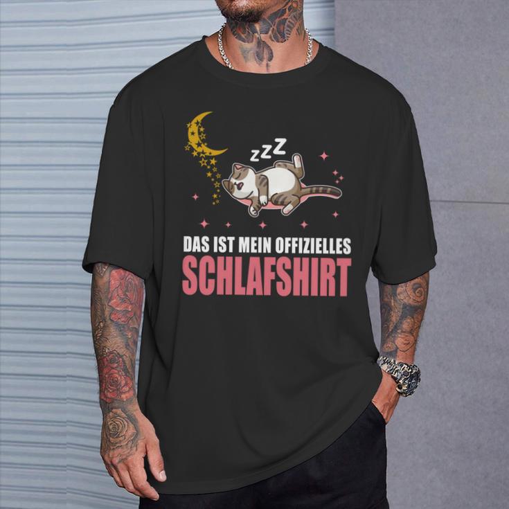 Katze Schlafanzug Das Ist Mein Offizielles Schlaf T-Shirt Geschenke für Ihn