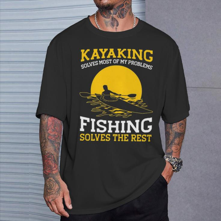 Kayaking Canoeing Kayak Angler Fishing T-Shirt Gifts for Him