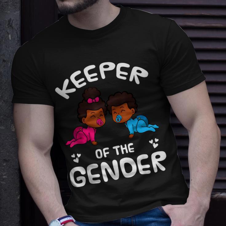 Keeper Of The Gender Reveal Announcement African American T-Shirt Gifts for Him