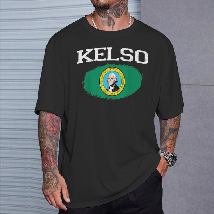 Kelso Wa Washington Flag Vintage Usa Sports Women T-Shirt Gifts for Him