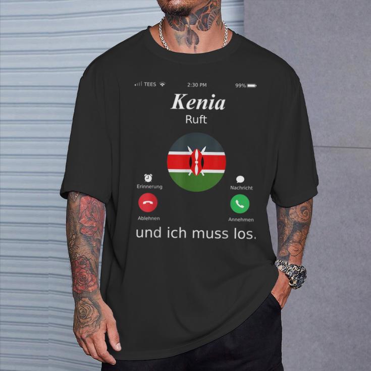 Kenya Ruft Und Ich Muss Los Kenya Flag T-Shirt Geschenke für Ihn