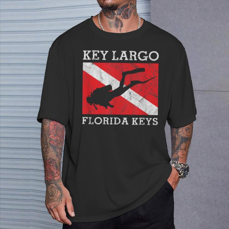 Key Largo Florida Scuba Dive Flag Souvenir T-Shirt Gifts for Him