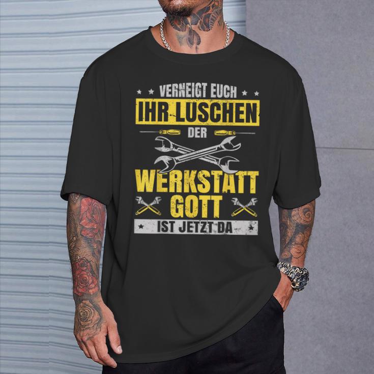 Kfz Mechaniker Werkstattgott Ist Jetzt Da Mechatroniker T-Shirt Geschenke für Ihn