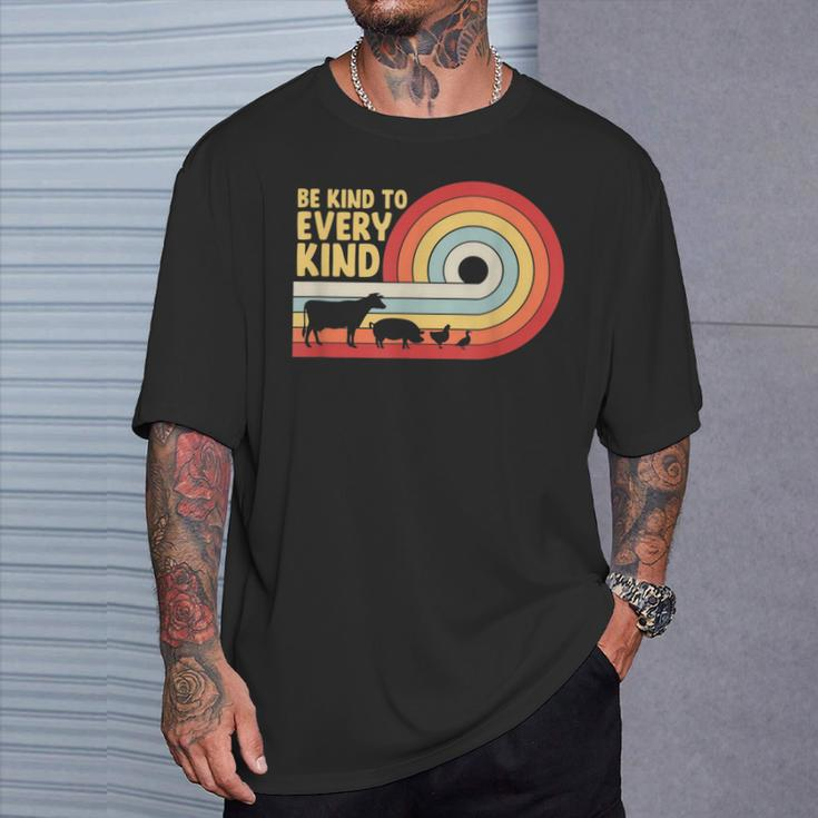 Be Kind To Every Kind Vegan Vegetarian Animal Rights Retro T-Shirt Gifts for Him