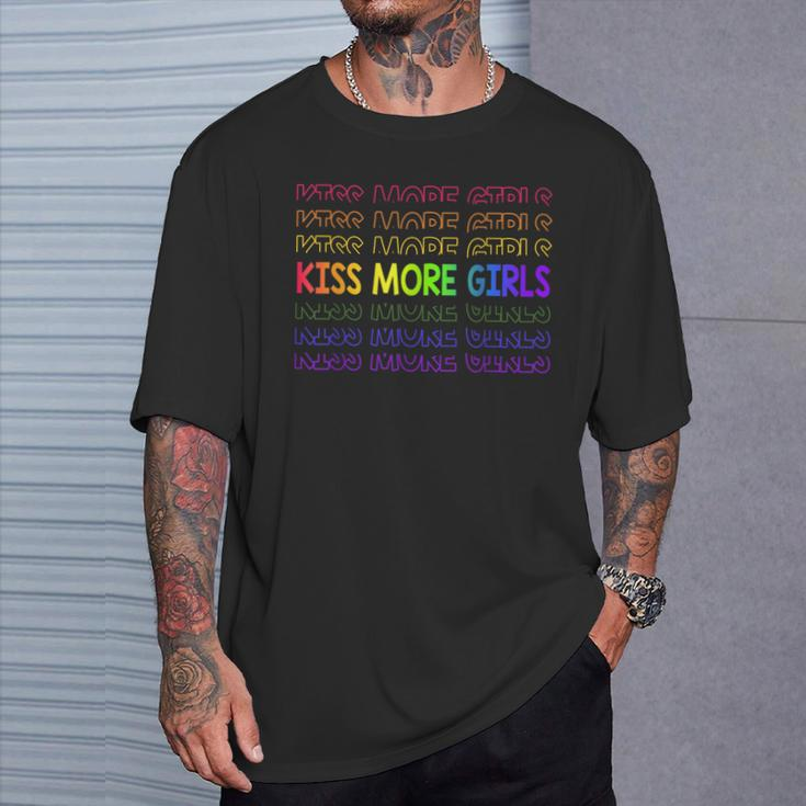 Kiss More Girls Lesbian Pride Lgbt Month T-Shirt Gifts for Him