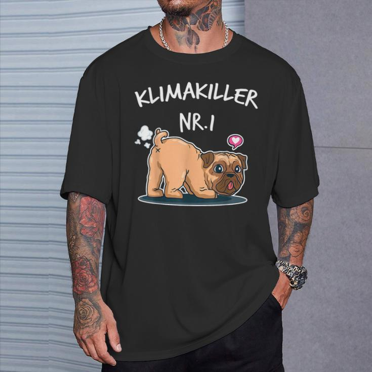 Klimakiller No 1 Cute Pug Dog Lover T-Shirt Geschenke für Ihn