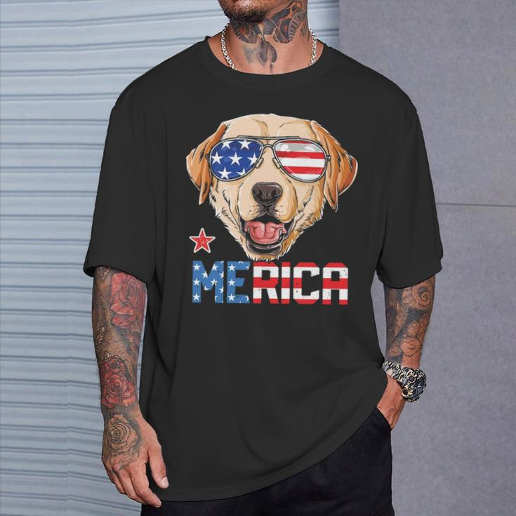 Labrador 4Th Of July Merica Men Usa American Flag T-Shirt Gifts for Him