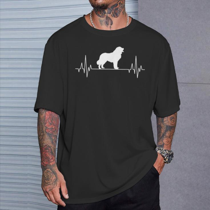 Landseer Heartbeat Ecg Dog T-Shirt Geschenke für Ihn