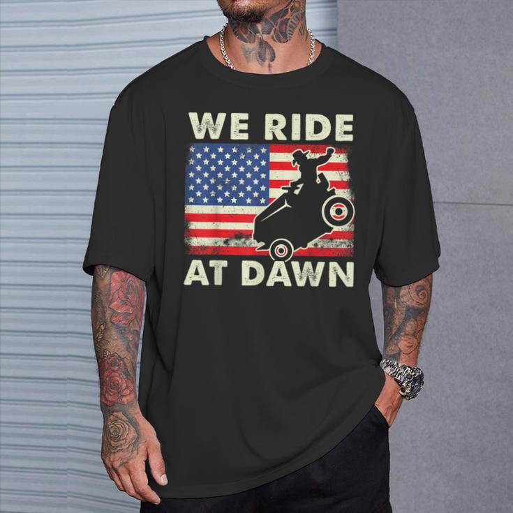 Lawn-Mower We Ride At Dawn Lawn Mowing Dad Gardening T-Shirt Gifts for Him