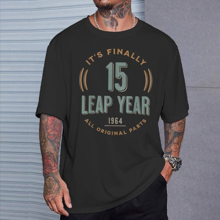 Leap Day 15 Leap Year Feb 29Th 60 Years Old Custom Birthday T-Shirt Gifts for Him