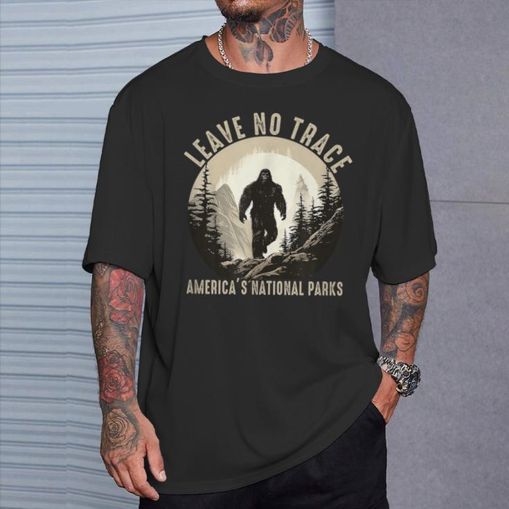 Leave No Trace America National Parks Sasquatch T-Shirt Gifts for Him