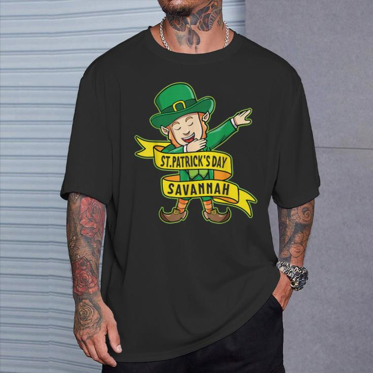 Leprechaun Dabbing Happy Saint Patrick's Day In Savannah T-Shirt Gifts for Him