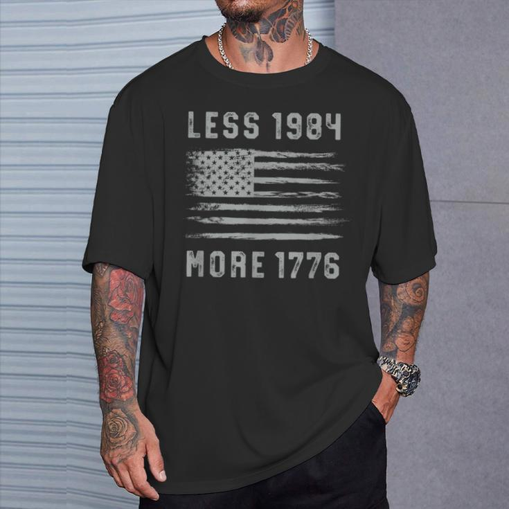 Less 1984 More 1776 Grunge Flag Free Speech First Amendment T-Shirt Gifts for Him