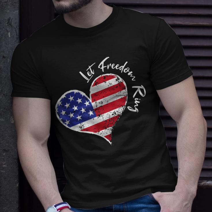 Let Freedom Ring Heart 4Th Of July Patriotic Usa Flag Stars T-Shirt Gifts for Him