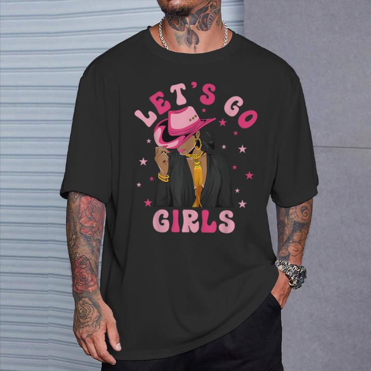Let's Go Girls Western Black Cowgirl Bachelorette Party T-Shirt Gifts for Him