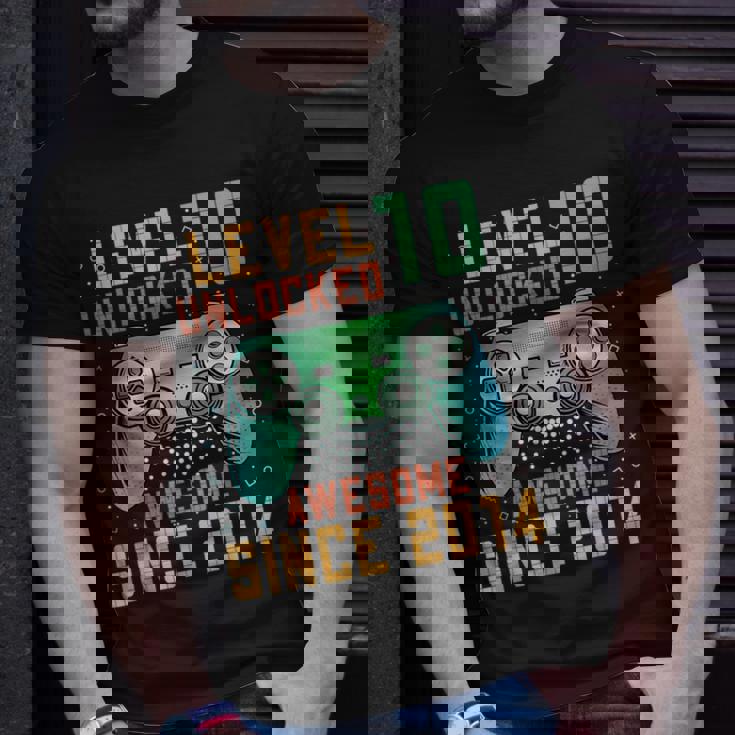 Level 10 Unlocked 10Th Birthday 10 Year Old Gamer Bday T-Shirt Gifts for Him