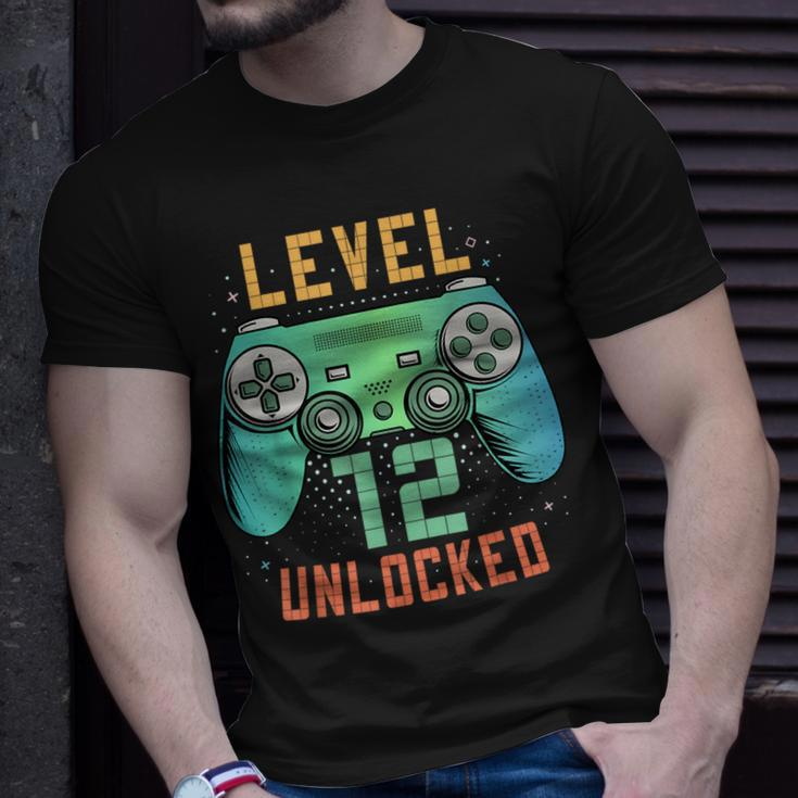 Level 12 Unlocked 12Th Birthday Gamer 12 Year Old Boys T-Shirt Gifts for Him