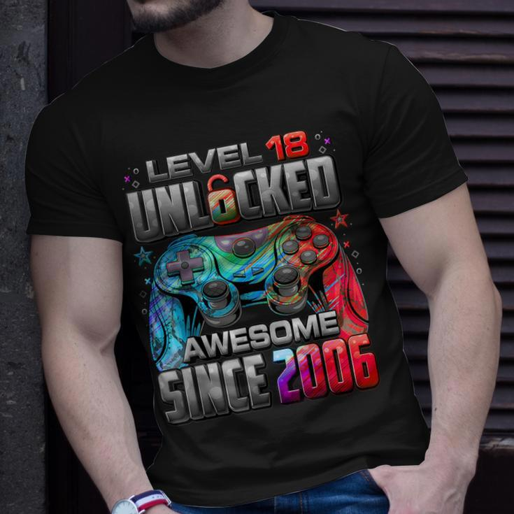 Level 18 Unlocked Awesome Since 2006 18Th Birthday Gaming T-Shirt Gifts for Him