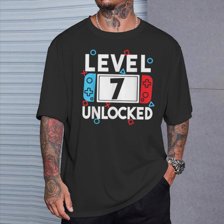 Level 7 Unlocked Gamer 7Th Birthday Video Game Boys T-Shirt Gifts for Him