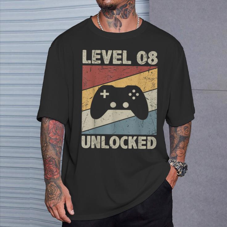 Level 8 Unlocked Video Gamer 8Th Birthday Vintage T-Shirt Gifts for Him