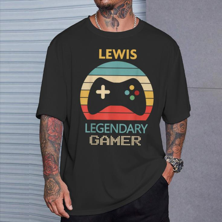 Lewis Name Personalised Legendary Gamer T-Shirt Gifts for Him