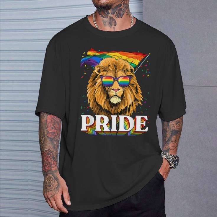 Lgbt Lion Gay Pride Lgbtq Rainbow Flag Sunglasses T-Shirt Gifts for Him
