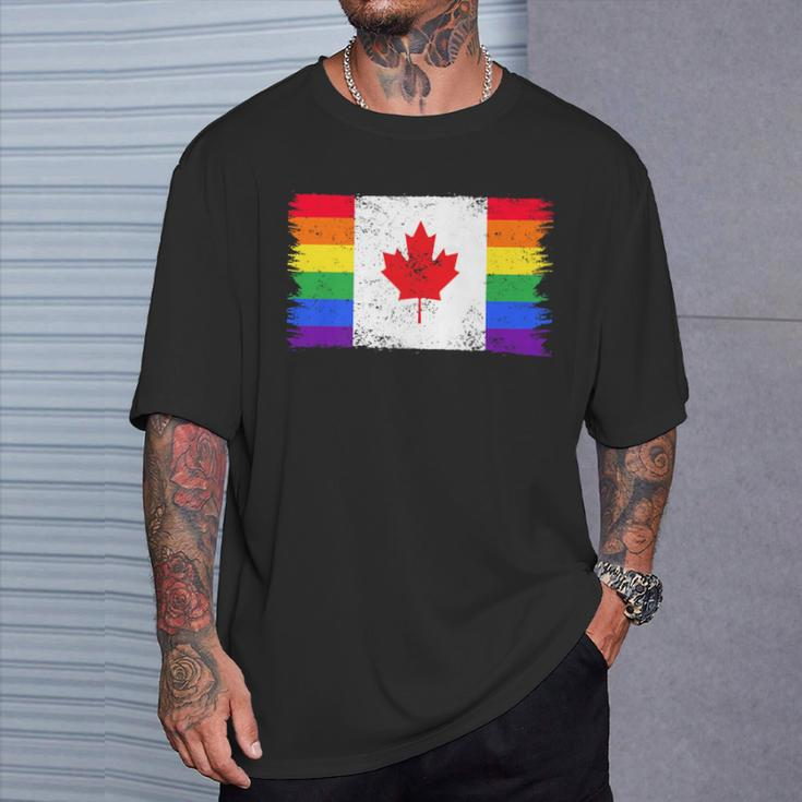 Lgbtq Rainbow Flag Of Canada Canadian Gay Pride T-Shirt Gifts for Him