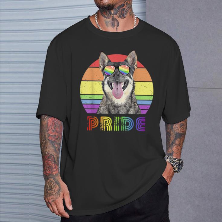 Lgbtq Swedish Vallhund Dog Rainbow Love Gay Pride T-Shirt Gifts for Him