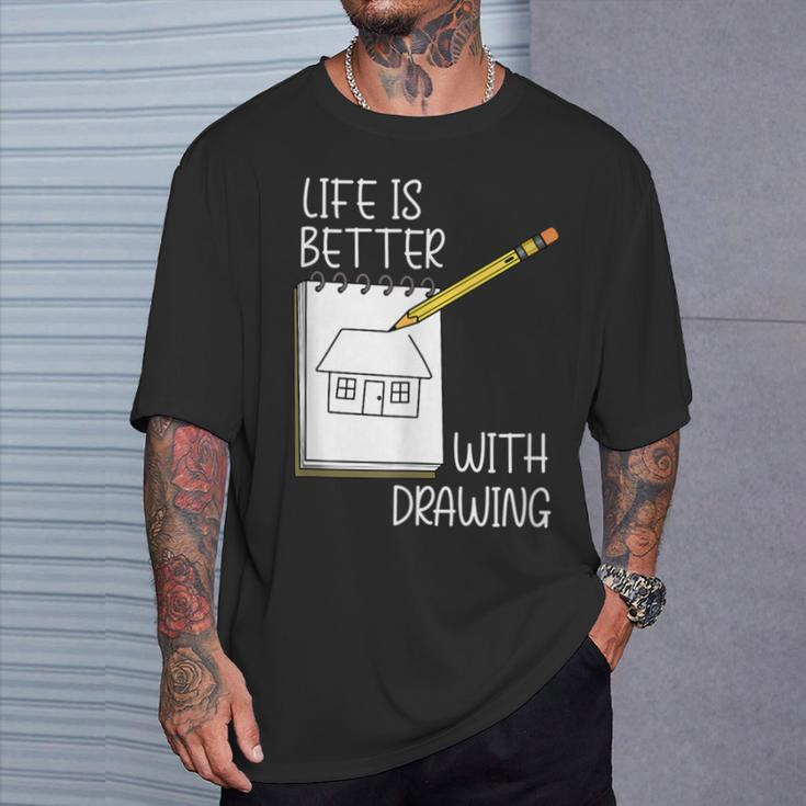 Life With Drawing Illustrator Sketching T-Shirt Gifts for Him
