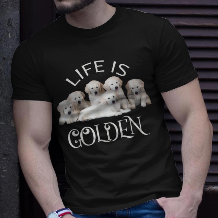 Life Is Golden Retriever Puppy Dog For Goldy Lovers T-Shirt Gifts for Him