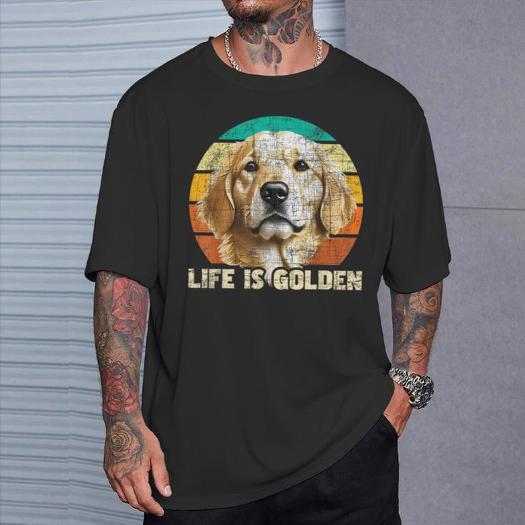 Life Is Golden Retro Vintage Dog Owner Canine Lover T-Shirt Gifts for Him