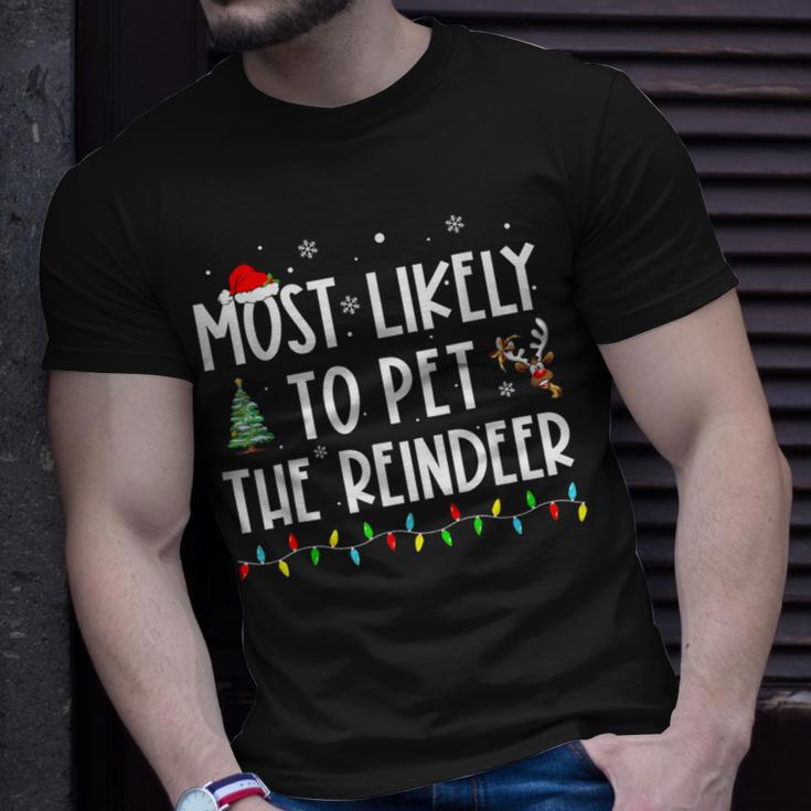 Most Likely To Pet The Reindeer Family Pajama T-Shirt Gifts for Him