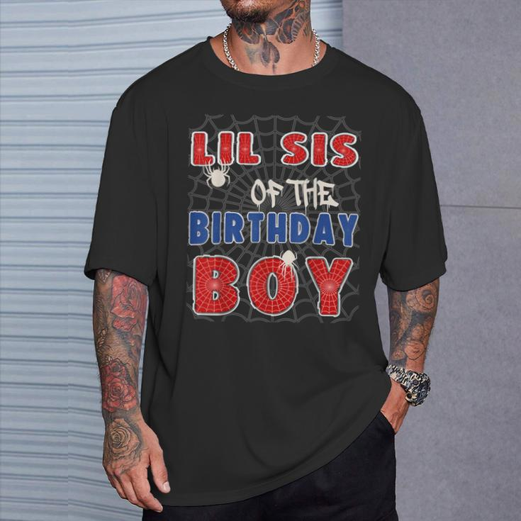 Lil Sis Of The Birthday Boy Costume Spider Web Birthday T-Shirt Gifts for Him