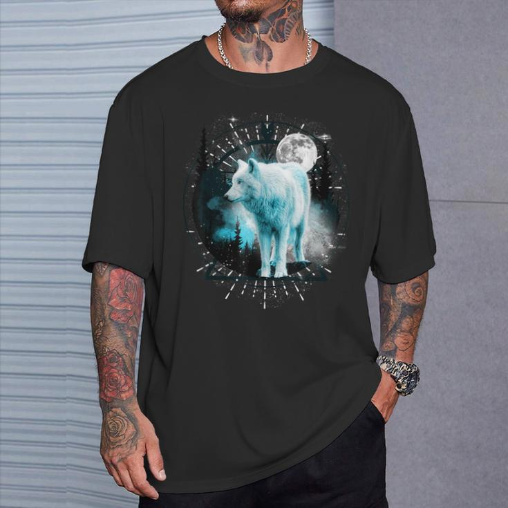 Lone Wolf Wolf Moon Wildlife T-Shirt Geschenke für Ihn
