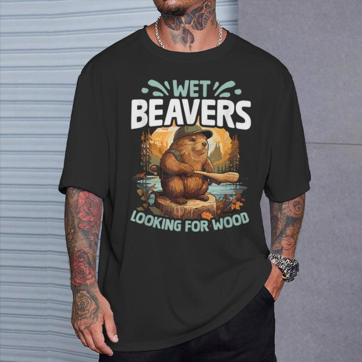 Looking For Wood Beaver Pun Humor Animal Wet Beaver T-Shirt Gifts for Him