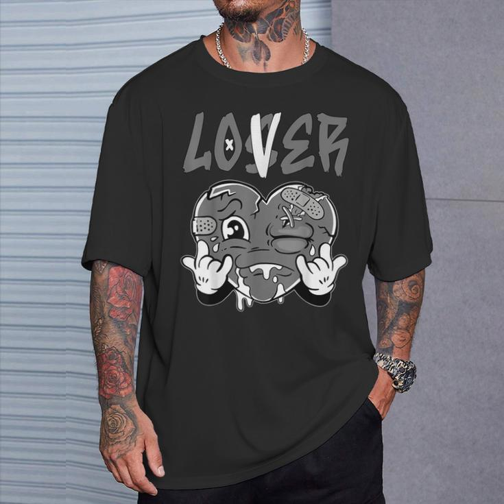 Loser Lover Grey Drip Heart Matching Outfit Women T-Shirt Gifts for Him