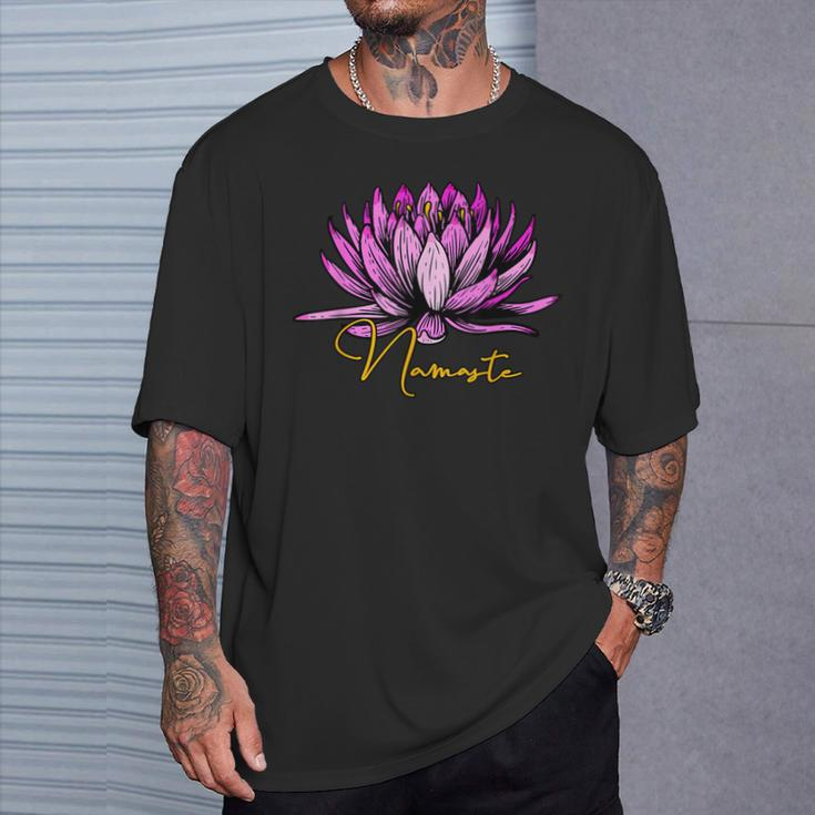 Lotusblüte Namaste Schwarzes T-Shirt, Entspannendes Yoga-Motiv Tee Geschenke für Ihn