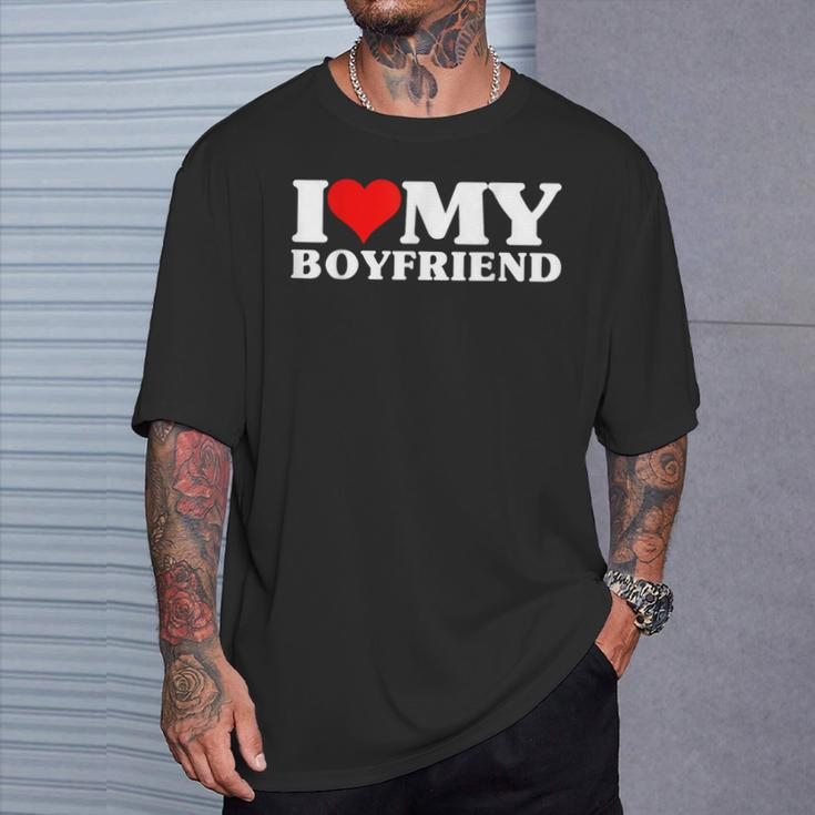 I Love My Boyfriend Matching Valentine's Day Couples T-Shirt Gifts for Him