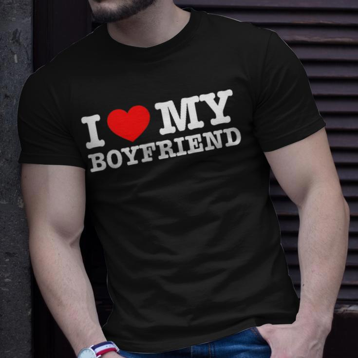 I Love My Boyfriend Pocket Graphic Matching Couples T-Shirt Gifts for Him