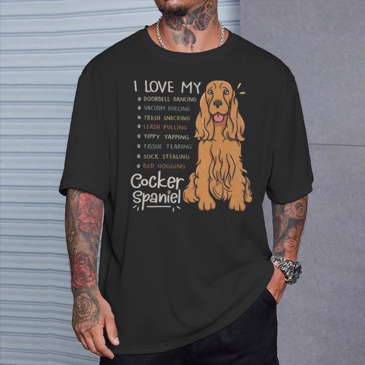 I Love My Cocker Spaniel Dog Mom Dad T-Shirt Gifts for Him