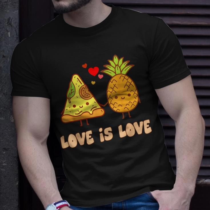 Love Is Love Cute Pride Pineapple Pizza Food Pun T-Shirt Gifts for Him