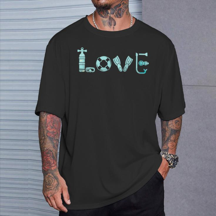 Love Love Diving Scuba Diving Freitdiving Apnoea Sea T-Shirt Geschenke für Ihn