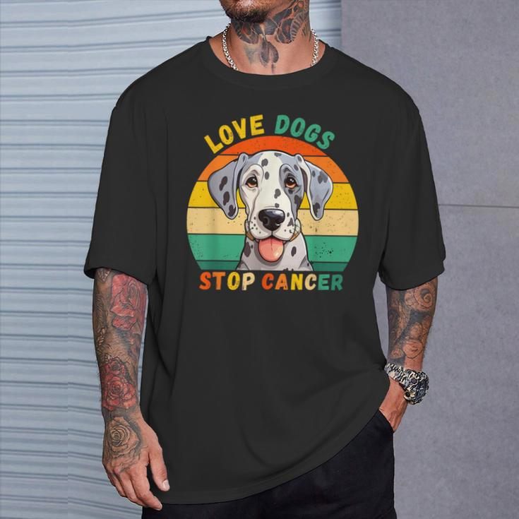 Love Dogs Stop Cancer Vintage Dog Dalmatien Cancer Awareness T-Shirt Gifts for Him