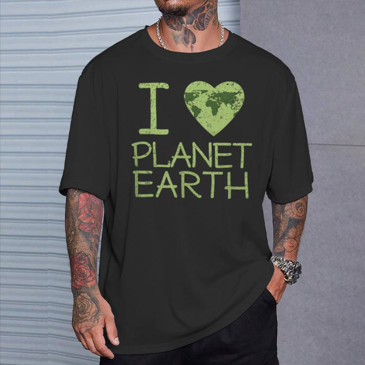 I Love Heart Planet Earth GlobeT-Shirt Gifts for Him