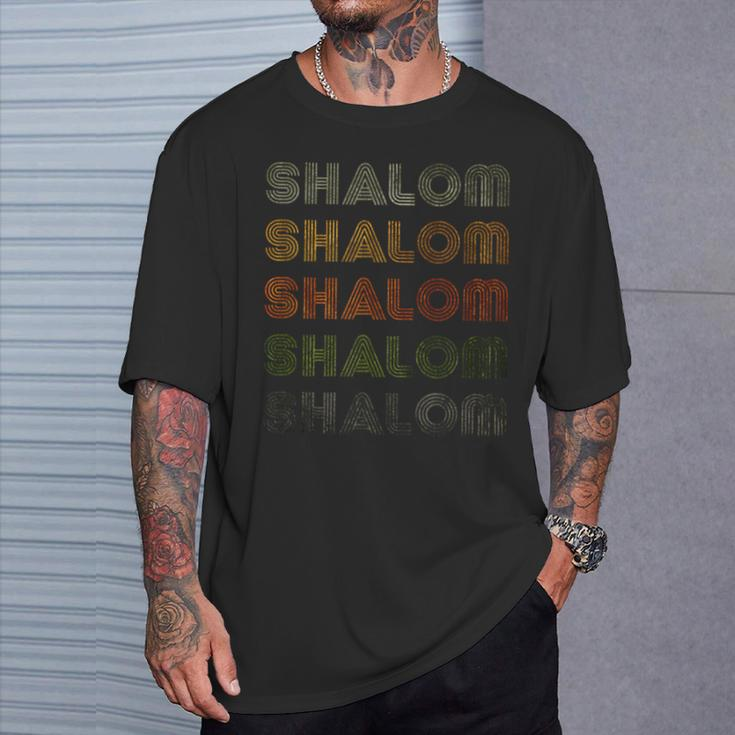 Love Heart Shalom Grunge Vintage Style Black Shalom T-Shirt Gifts for Him